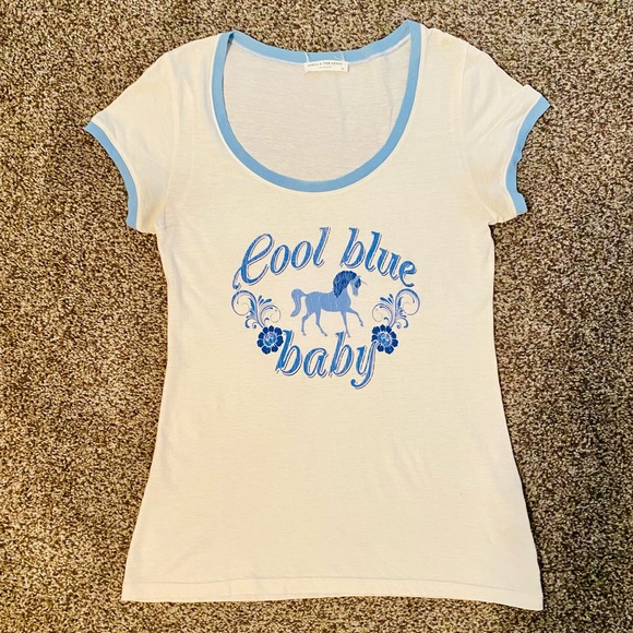 EUC Spell & the Gypsy Collective White Cool Blue Baby Tee - Picture 7 of 16